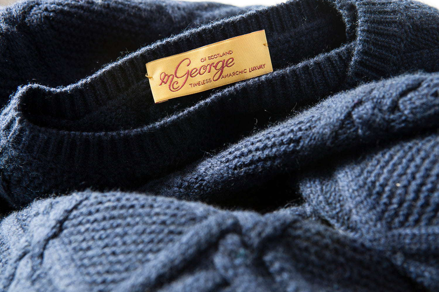 A cashmere sweater with McGeorge of Scotland label